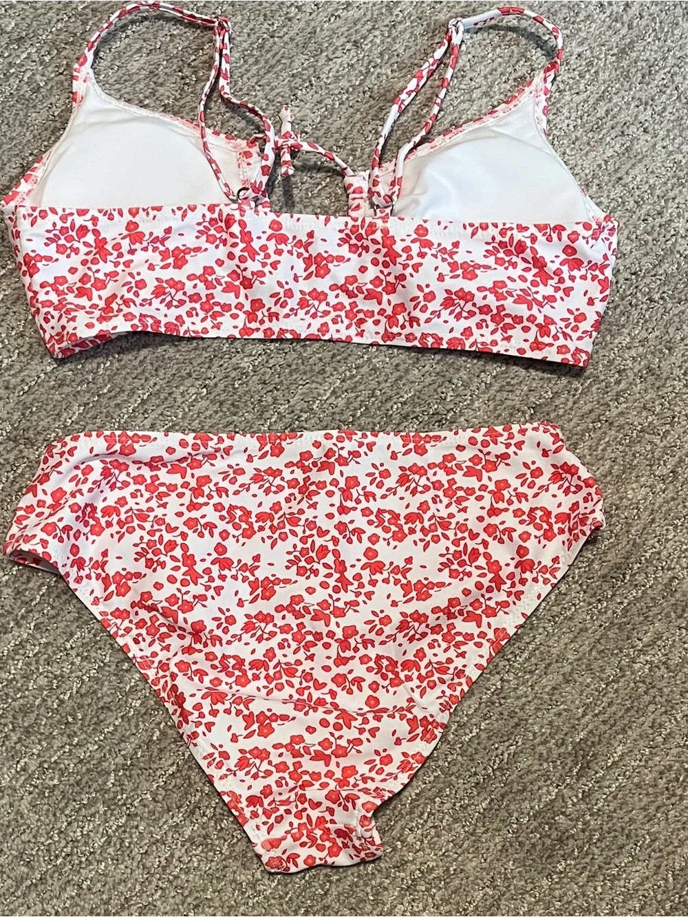 Girls' 2 Piece Ditsy Floral Print Knot Front Ruched Triangle 1351/bb6-1